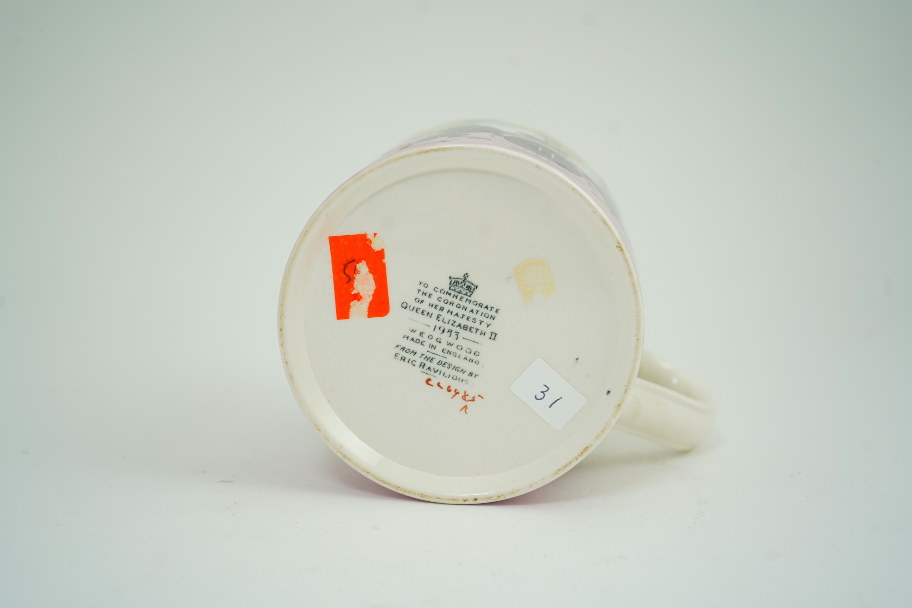 Eric Ravilious (1903-1942) for Wedgwood: A 1953 Queen Elizabeth II Coronation commemorative mug
